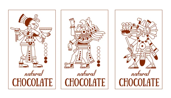 素描绘图轮廓模式玛雅、 阿兹台克人和巧克力可可豆瓣 — 图库矢量图片