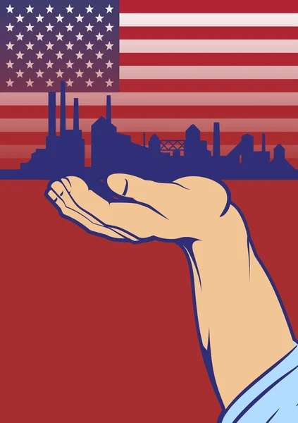 Plakát na národní den práce rukou drží siluetu f — Stockový vektor