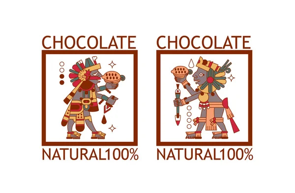 Croquis dessin aztec fève de cacao, feuilles, pointes, motif pour choco — Image vectorielle