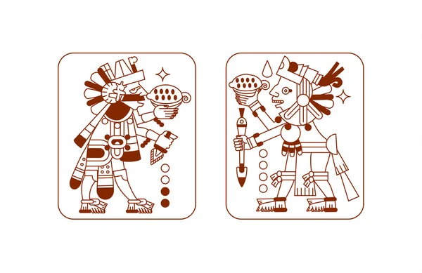 Esboço desenho azteca padrão cacau árvore, mayans, feijão de cacau e — Vetor de Stock