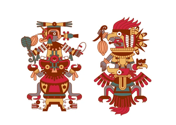 Desenho de esboço azteca cacau feijão, folhas, morcegos, padrão para choco —  Vetores de Stock