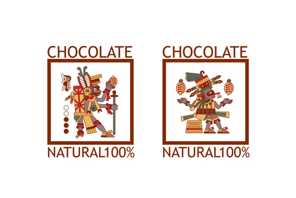 Boceto dibujo azteca grano de cacao, hojas, plumas, patrón para choco — Vector de stock