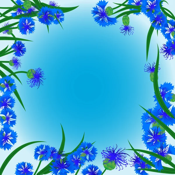 Patrón con flores y hojas de ambrosía sobre un fondo azul — Vector de stock