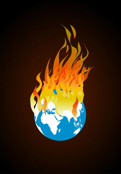 Affiche avec globe couvert de feu sur un fond sombre — Image vectorielle