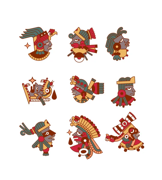 Aztek maya avatar koleksiyonu — Stok Vektör