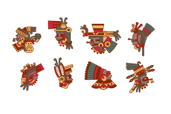 Colección avatar maya azteca — Vector de stock