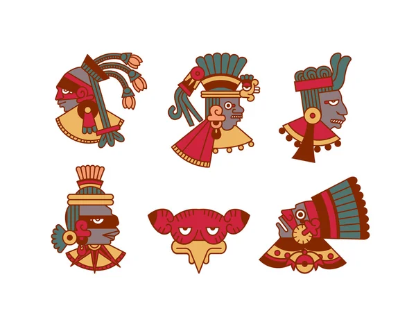 Aztec maya avatar collection — Stock Vector