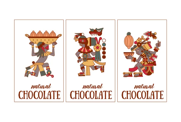 Çizim Aztek kakao bean, yaprakları, hazretleri, desen choco için kroki — Stok Vektör