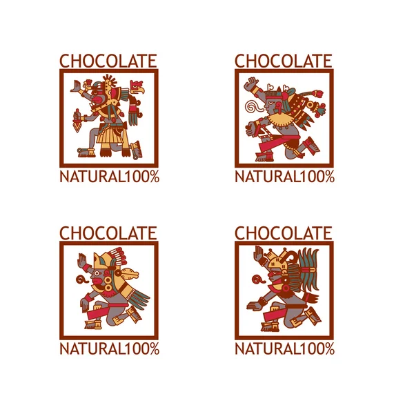 Croquis dessin aztec fève de cacao, feuilles, pointes, motif pour choco — Image vectorielle