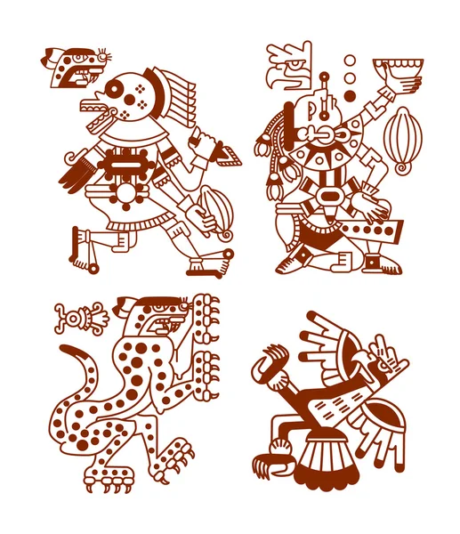 Boceto dibujo azteca grano de cacao, hojas, plumas, patrón para choco — Vector de stock