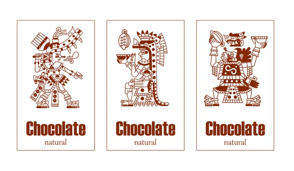 Croquis dessin aztec fève de cacao, feuilles, pointes, motif pour choco — Image vectorielle