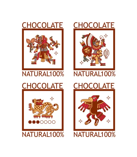 Skica, kresba aztécký kakaových bobů, listy, drť, vzor pro čoko — Stockový vektor