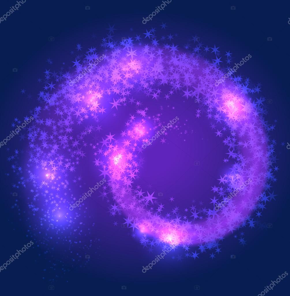 Vector illustration Christmas and new year abstract background with shining stars as a spiral shape on dark blue background — Wektor od SergeyGerasimov