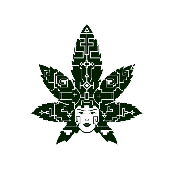 Modèle Graphique Étiquette Logo Produit Marijuana Médicale Cannabis Chanvre Biologique — Image vectorielle