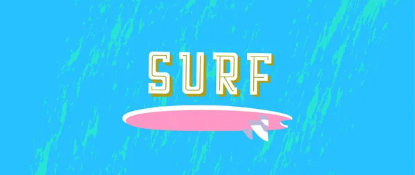 Letní Plakát Surfařem Kresleném Stylu Mořském Pozadí Vektorová Ilustrace — Stockový vektor