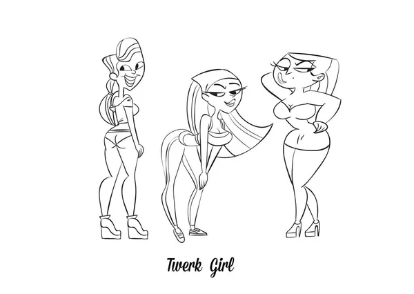 Desenho Poster Twerk Menina Estilo Dos Desenhos Animados Cartaz Para — Vetor de Stock