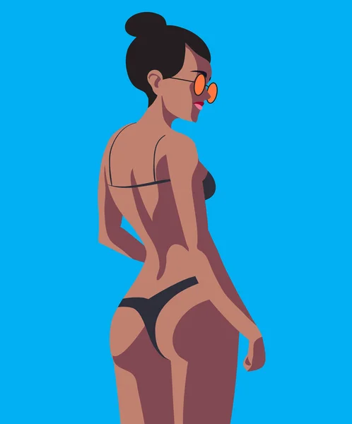 Diseño Póster Verano Chica Estilo Dibujos Animados Ilustración Vectorial — Vector de stock