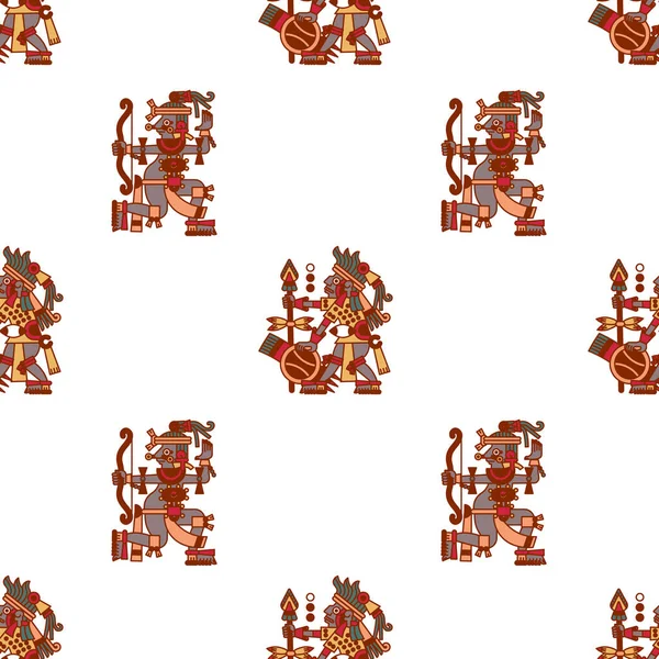 Aztek Kakaosu Pürüzsüz Desen Tasarımı Çizgi Sanatı Tarzı Vektör Illüstrasyonu — Stok Vektör