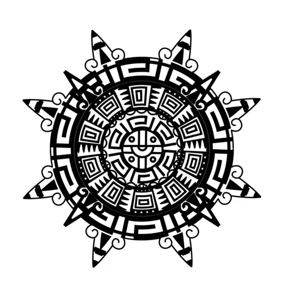 Nahtloses Muster Aus Aztekischem Kakao Linienkunst Vektorillustration — Stockvektor