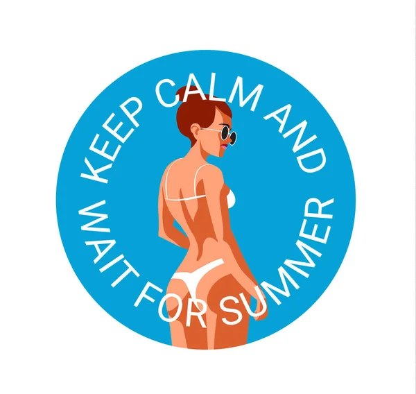 Summer Poster Design Cartoon Style Girl Vector Illustration — Stock Vector