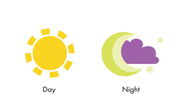 Day and night time icons, vector illustration isolated on white background