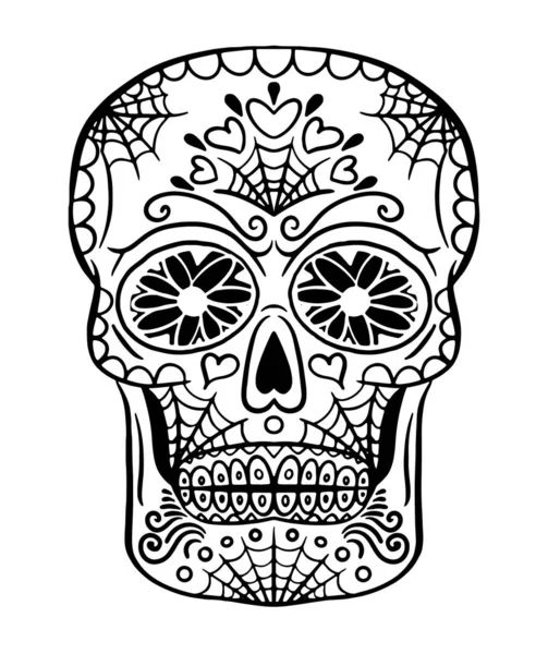 Halloween Masque Crâne Style Mexicain — Image vectorielle