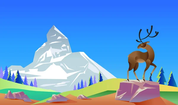 Montanha Zermatt Temporada Verão Suíça Paisagem Natureza Estilo Cartoon Use — Vetor de Stock