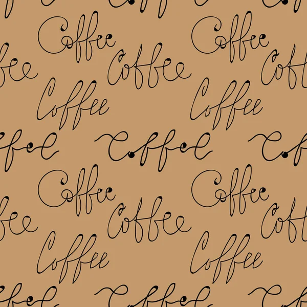 Café Design Motif Sans Couture Décorer Texte Couleurs Marron — Image vectorielle