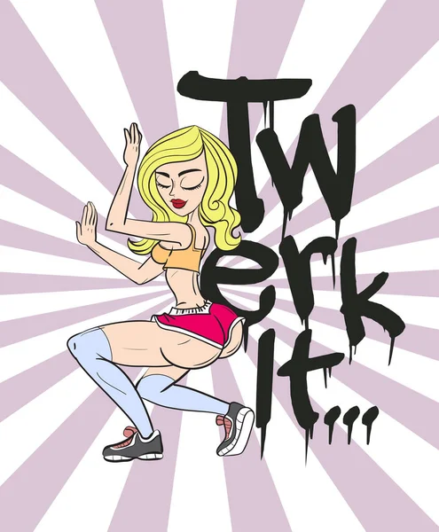 Twekのポスターデザイン 漫画風の女の子 ブーティーダンスコースやバトルのポスター ベクターイラスト — ストックベクタ