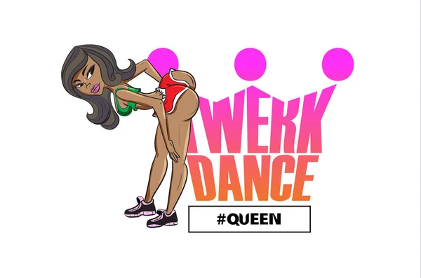 Poster Twerk Fille Style Dessin Animé Affiche Pour Cours Danse — Image vectorielle