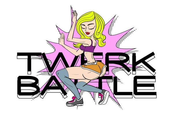 Poster Twerk Fille Style Dessin Animé Affiche Pour Cours Danse — Image vectorielle