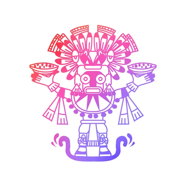 Aztec Cacau Design Logotipo Comida Estilo Arte Linha Ilustração Vetorial — Vetor de Stock