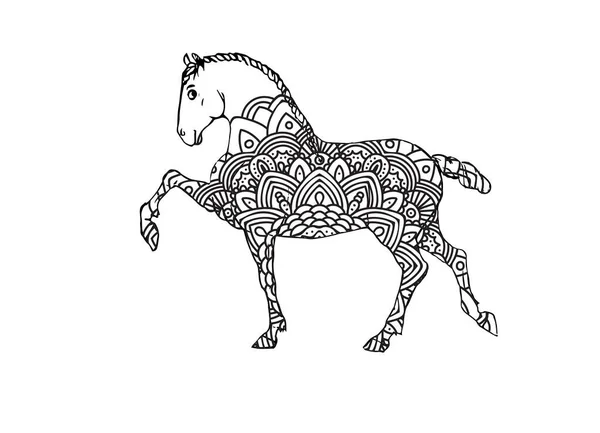 Conception Modèle Cheval Cheval Avec Cavalier Fille Dans Style Dessin — Image vectorielle