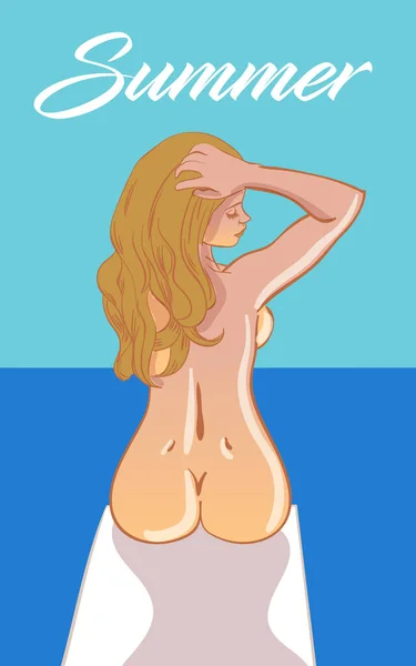 Diseño Póster Verano Chica Estilo Dibujos Animados Ilustración Vectorial — Archivo Imágenes Vectoriales