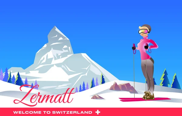 Σκι Και Snowboard Χειμερινό Άθλημα Δημιουργικός Σχεδιασμός Αφίσας Χαρακτήρας Στυλ — Διανυσματικό Αρχείο