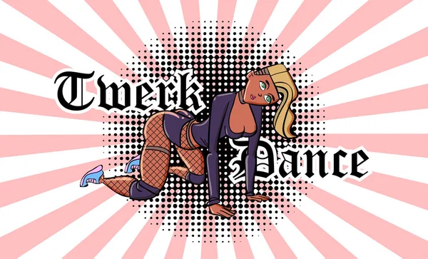 Дизайн Плакатів Twerk Дівчина Мультяшному Стилі Плакат Видобутку Танцювального Курсу — стоковий вектор