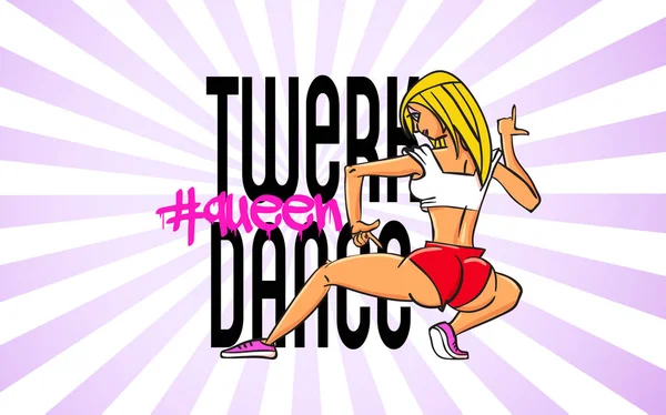 Desenho Poster Twerk Menina Estilo Dos Desenhos Animados Cartaz Para — Vetor de Stock