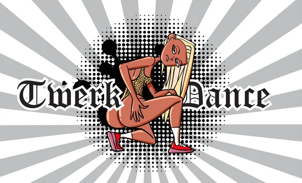 Twerk Poster Ontwerp Cartoon Stijl Meisje Affiche Voor Buit Dans — Stockvector