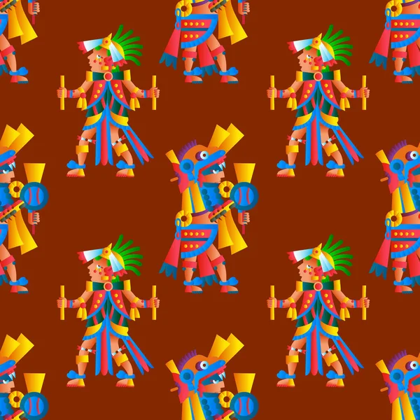 Diseño Patrones Sin Costuras Cacao Azteca Estilo Línea Arte Ilustración — Archivo Imágenes Vectoriales