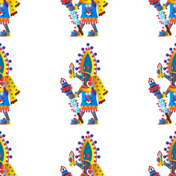 Aztec Cacau Design Padrão Sem Costura Estilo Arte Linha Ilustração — Vetor de Stock