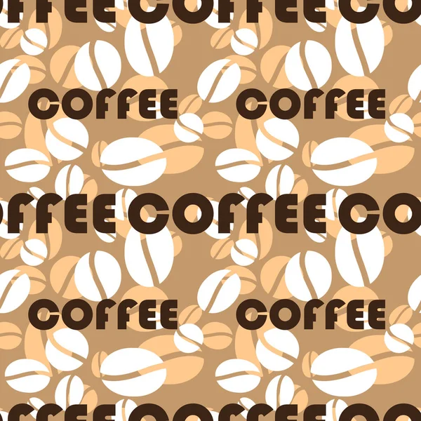 Koffie Naadloos Patroon Ontwerp Versier Tekst Bruine Kleuren — Stockvector