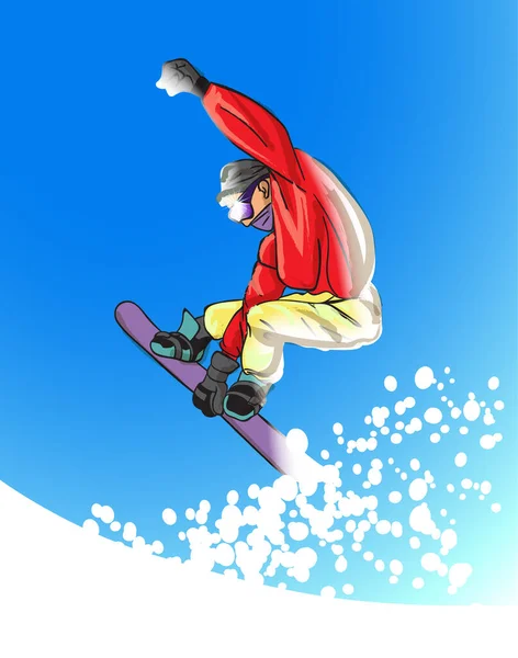 スキーとスノーボード ウィンタースポーツクリエイティブポスターデザイン ヴィンテージの背景に漫画風のキャラクター ベクターイラスト — ストックベクタ