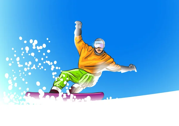 Narty Snowboard Kreatywny Plakat Sportów Zimowych Postać Stylu Kreskówki Tle — Wektor stockowy