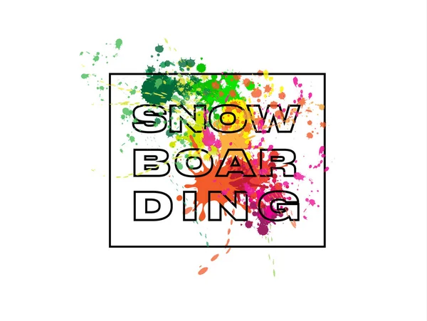 Sci Snowboard Poster Creativo Sport Invernali Personaggio Stile Cartone Animato — Vettoriale Stock