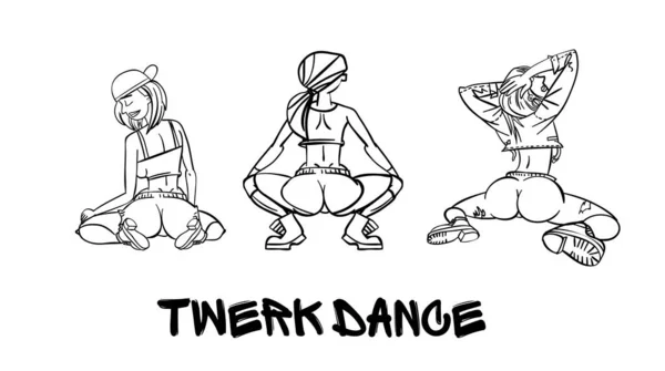 Twerk Poster Ontwerp Cartoon Stijl Meisje Affiche Voor Buit Dans — Stockvector