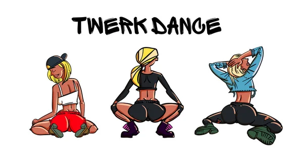 Desenho Poster Twerk Menina Estilo Dos Desenhos Animados Cartaz Para —  Vetores de Stock