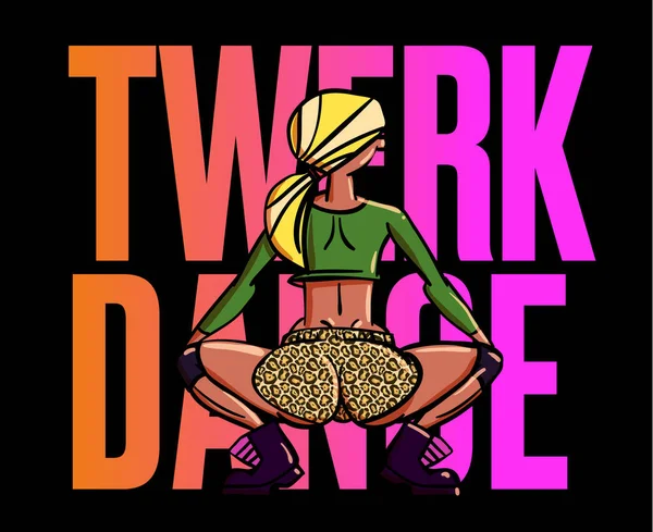 Poster Twerk Fille Style Dessin Animé Affiche Pour Cours Danse — Image vectorielle