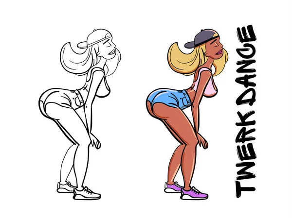 Desenho Poster Twerk Menina Estilo Dos Desenhos Animados Cartaz Para —  Vetores de Stock