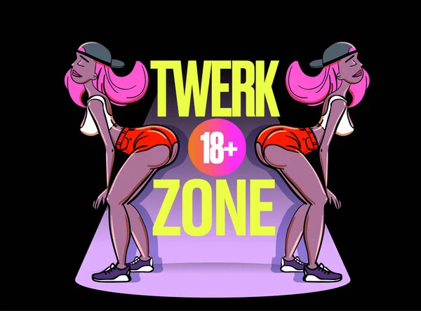 Дизайн Плакатів Twerk Дівчина Мультяшному Стилі Плакат Видобутку Танцювального Курсу — стоковий вектор