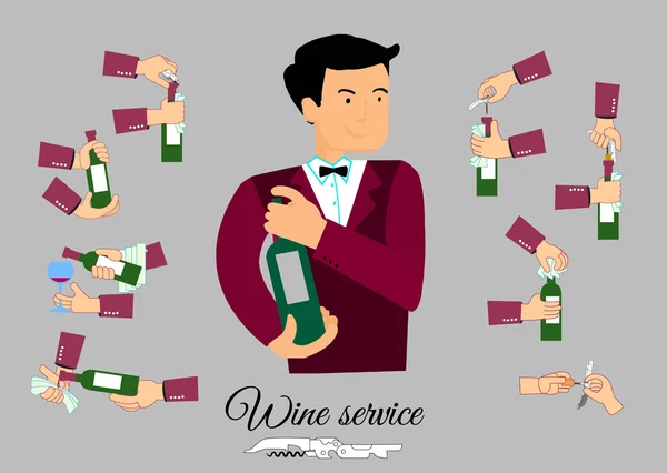 Wino otwarte informacje graficzne z płaskim styl znakowy — Wektor stockowy